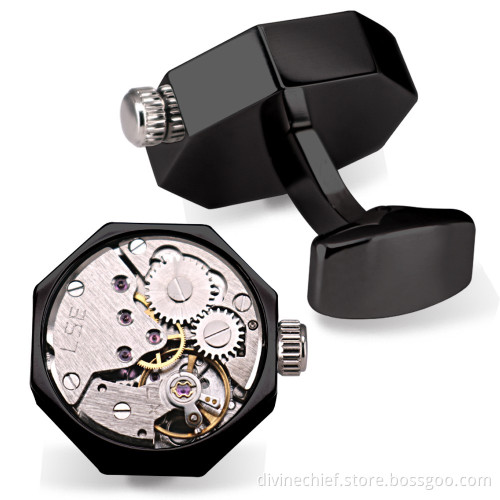 Factory Custom Men's Steampunk Cufflinks, Stainless Steel Watch Cufflinks For Mens Shirts